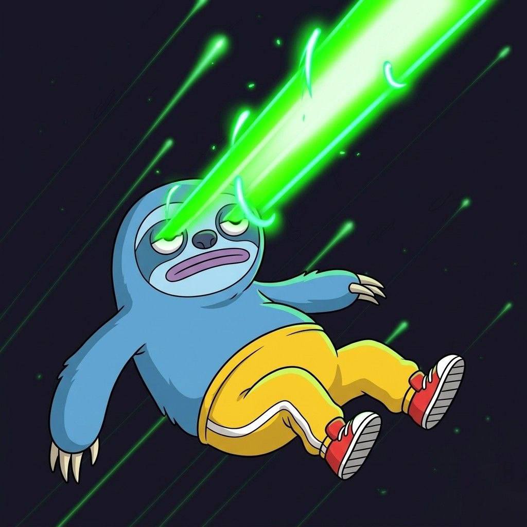 VORG streaking through space on a green laser