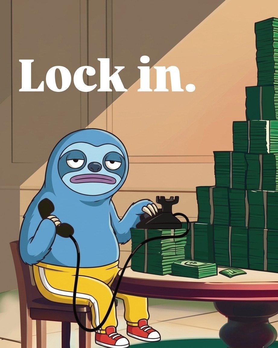 VORG on a rotary phone beside stacks of cash