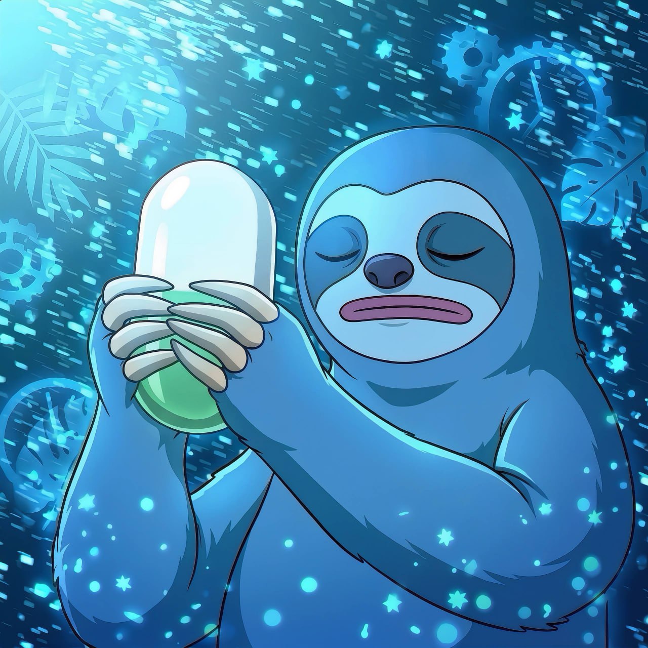 VORG holding a glowing flask