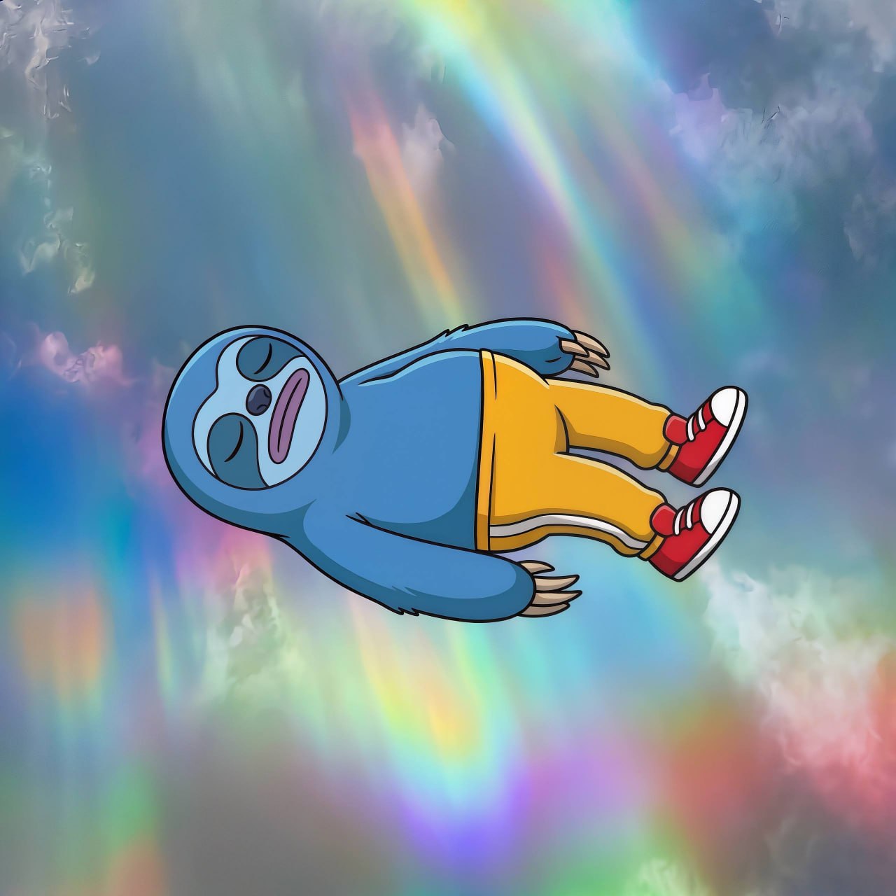 VORG drifting asleep through a rainbow sky